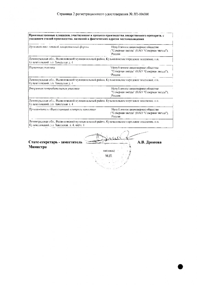 Дапоксетин-СЗ таблетки п/о плен. 30мг 10шт: сертификат