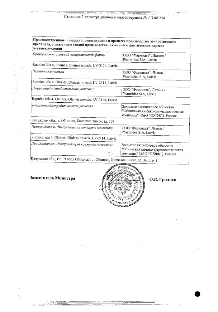 Золедроновая кислота конц. пригот. р-ра д/инф. 0,004г/5мл: сертификат