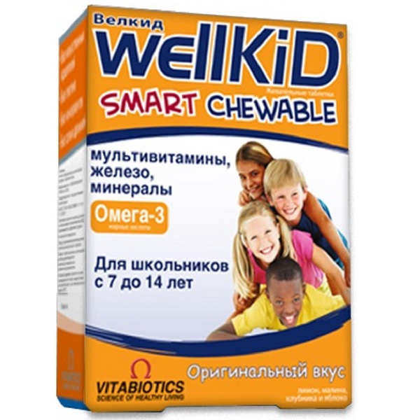 Велкид Vitabiotics/Витабиотикс таблетки жевательные 1496,5мг 30шт