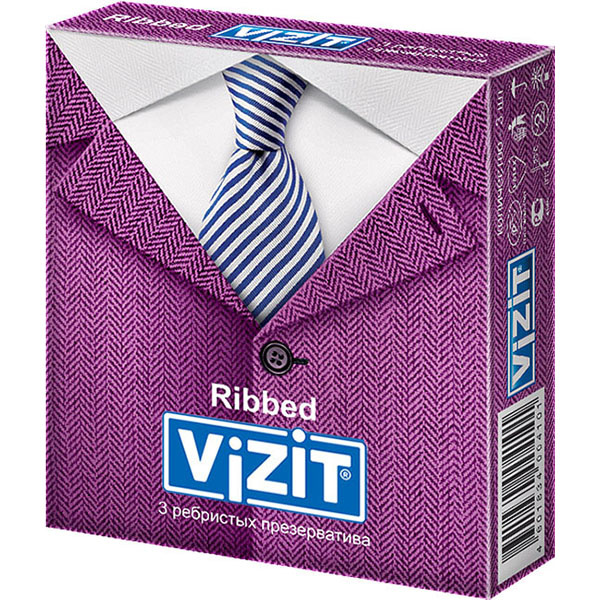Презервативы Vizit (Визит) Ribbed ребристые 3 шт.