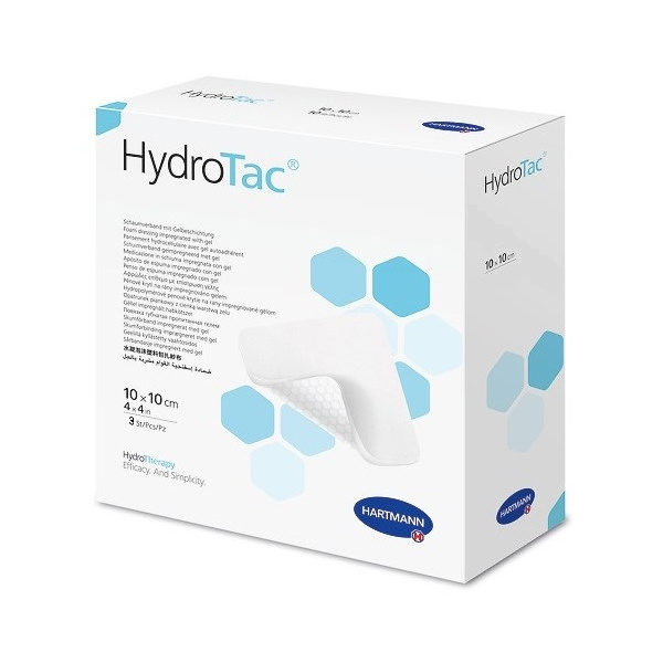 Повязки гидроактивные губчатые стерильные HydroTac/ГидроТак 10см x 10см 3шт