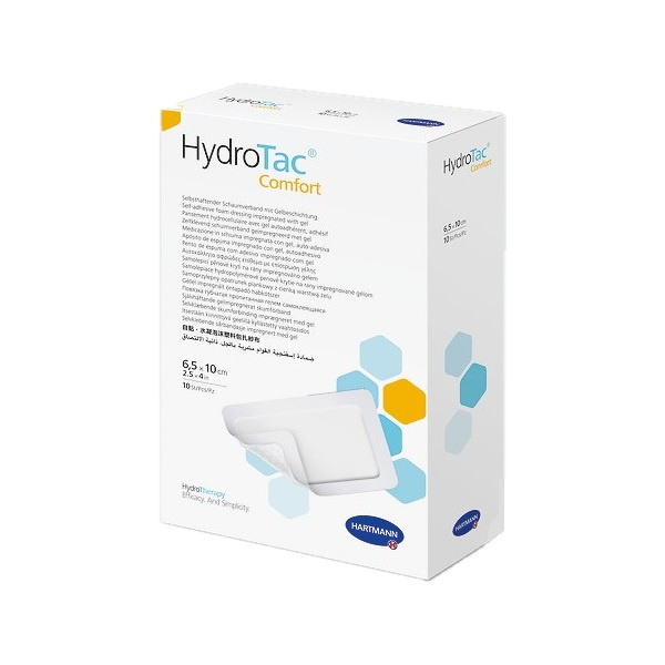 Повязки гидроактивные губчатые самофиксирующ. стерильные Комфорт HydroTac/ГидроТак 6,5смx10см 10шт