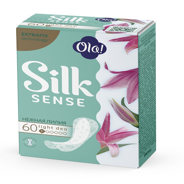 Прокладки ежедневные гигиенические тонкие стринг-мультиформ аромат нежная лилия Silk Sense Light Ola! 60шт