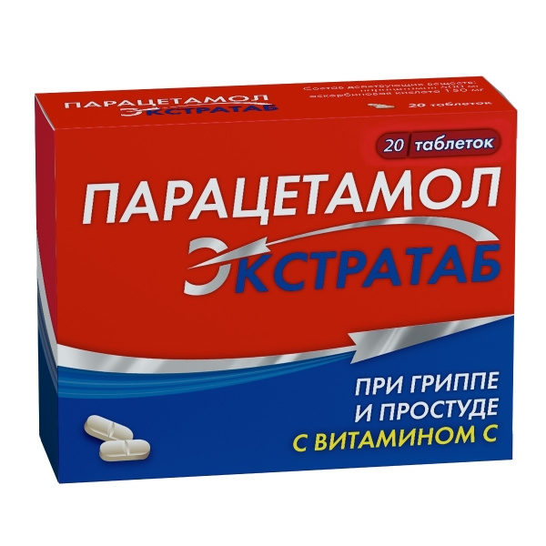 Парацетамол Экстратаб таблетки 500мг+150мг 20шт