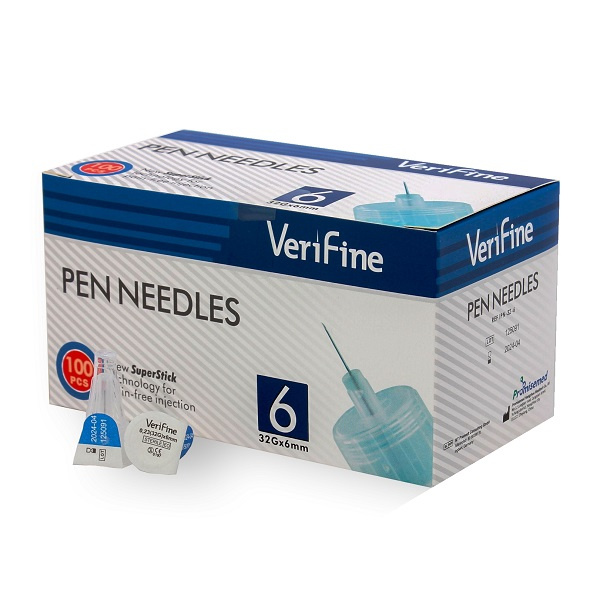 Иглы для инсулиновых шприц-ручек (0,23) 32G-6мм Verifine