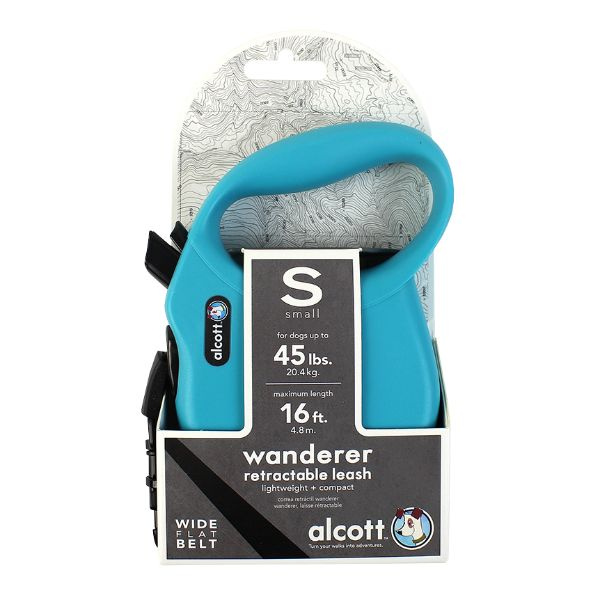 Рулетка лента для собак весом до 20кг голубая Wanderer Alcott 5м (S)