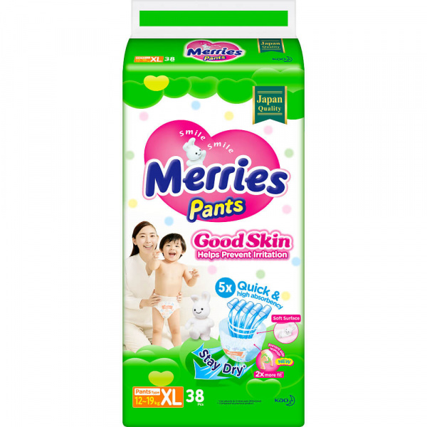 Трусики-подгузники для детей 12-19кг Good skin Merries/Меррис 38шт р.XL
