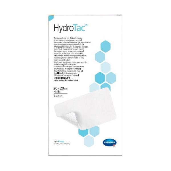 Повязки гидроактивные губчатые стерильные HydroTac/ГидроТак 20смx20см 3шт