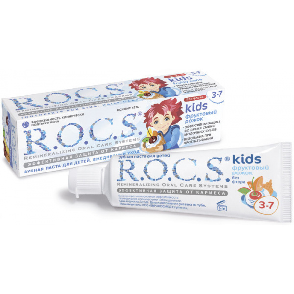 Паста зубная для детей от 3 до 7 лет R.O.C.S./РОКС Kids Фруктовый рожок 45г