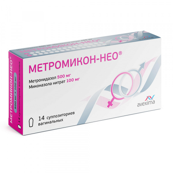 Метромикон-Нео суппозитории вагинал. 500мг+100мг 14шт