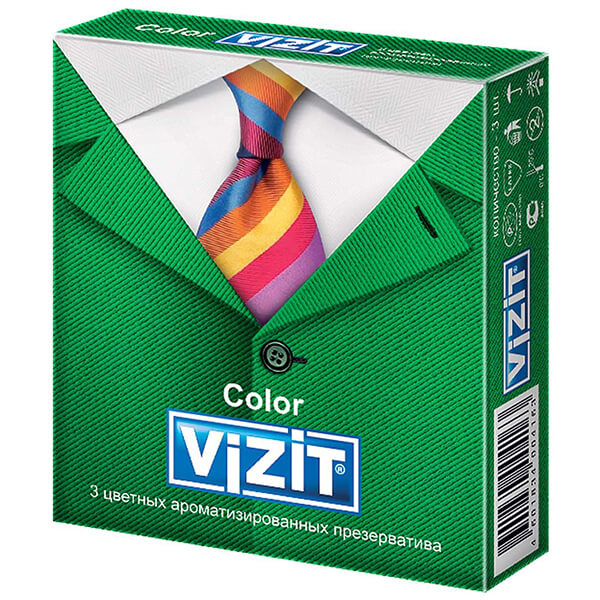 Презервативы цветные ароматизированные Color Vizit/Визит 3шт
