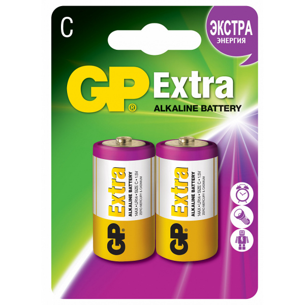 Батарейка алкалиновая GP (Джи пи) Extra C LR14 1,5V 2 шт.