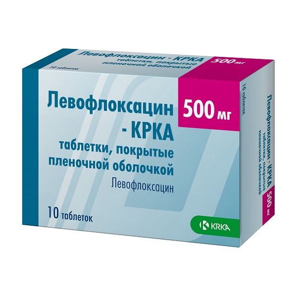 Левофлоксацин-КРКА таблетки п/о плен. 500мг 10шт